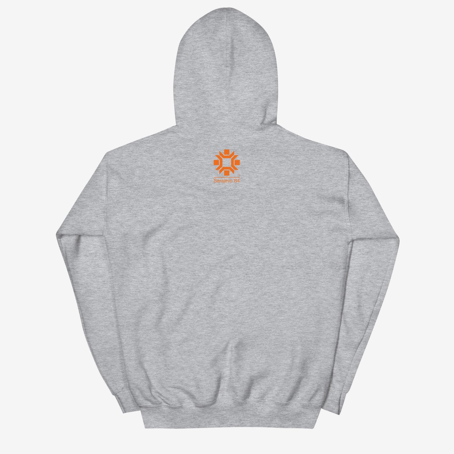 Sarajevo 1984 Winter Olympics hoodie featuring the official Olympic logo.