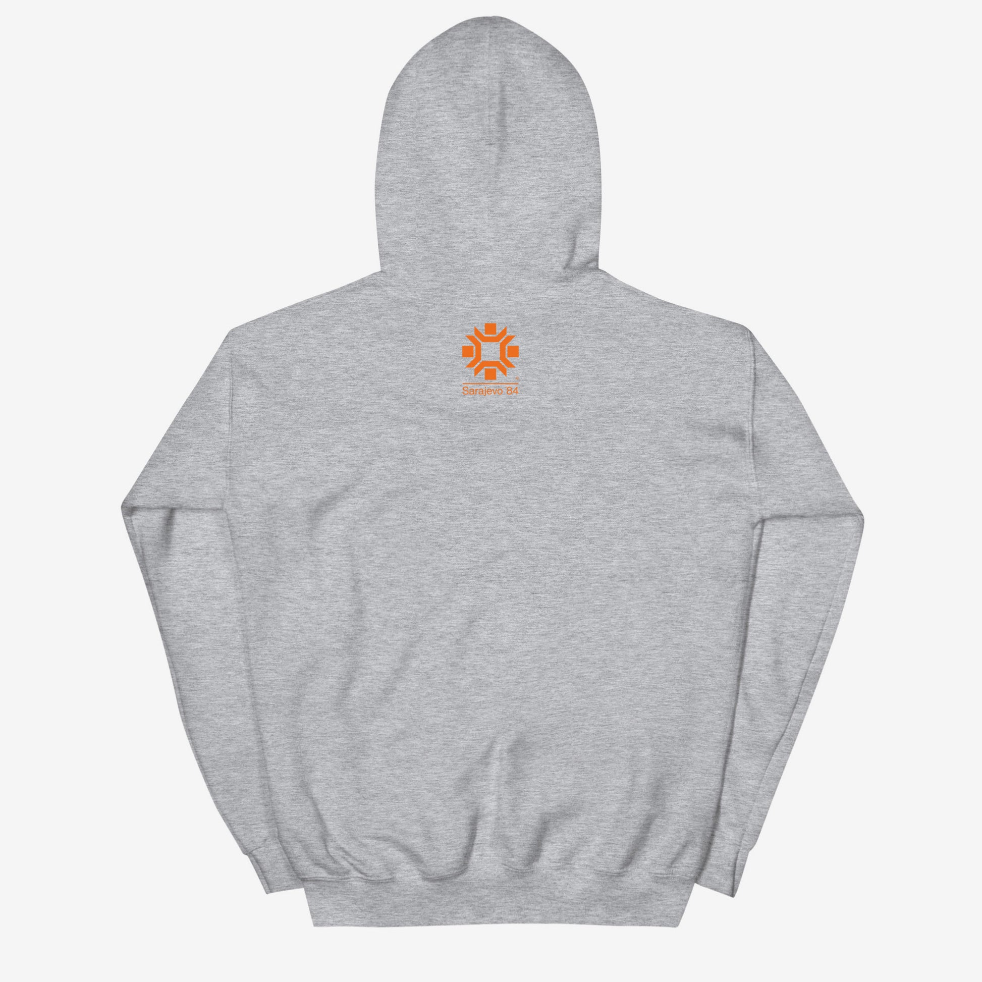 Sarajevo 1984 Winter Olympics hoodie featuring the official Olympic logo.
