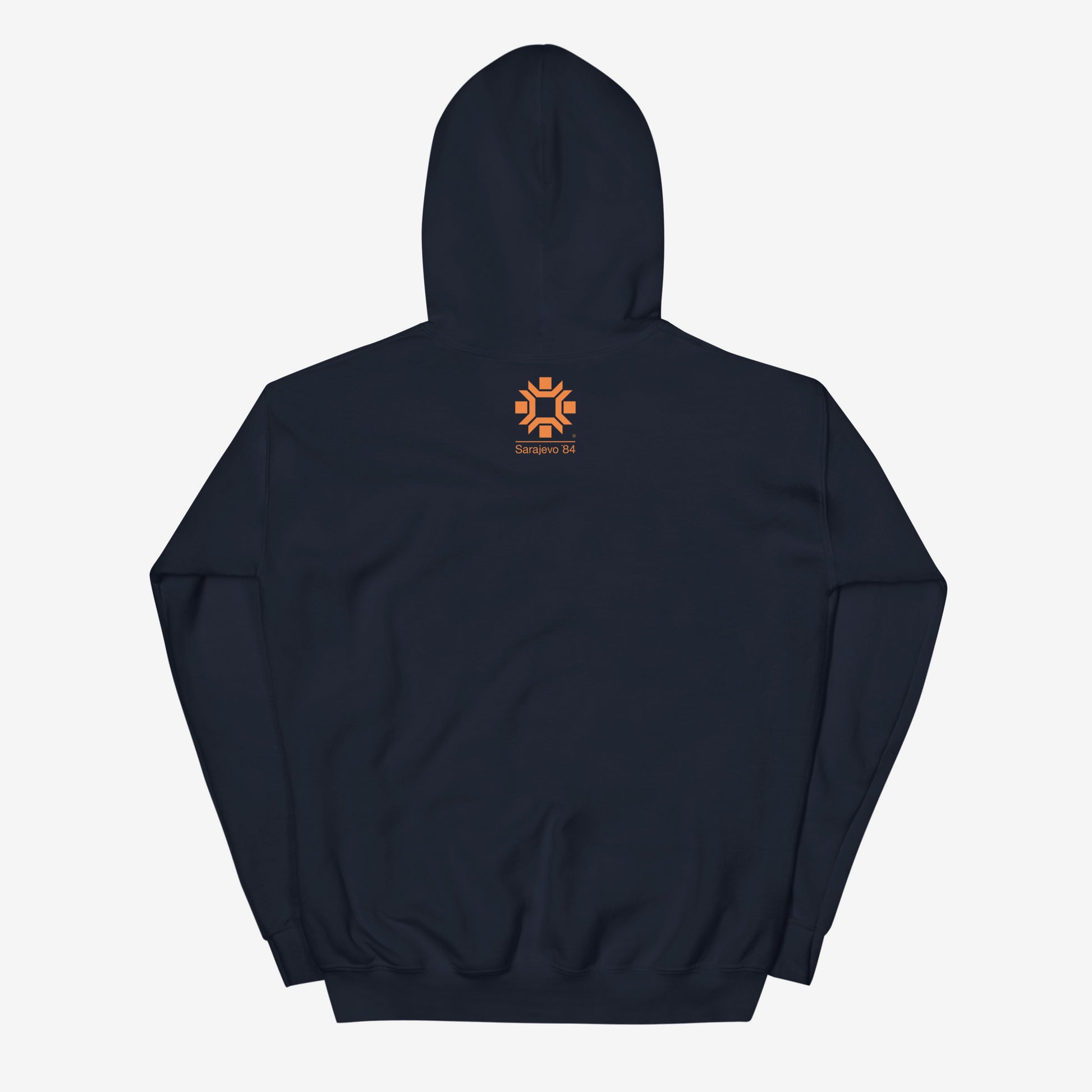 Sarajevo 1984 Winter Olympics hoodie featuring the official Olympic logo.