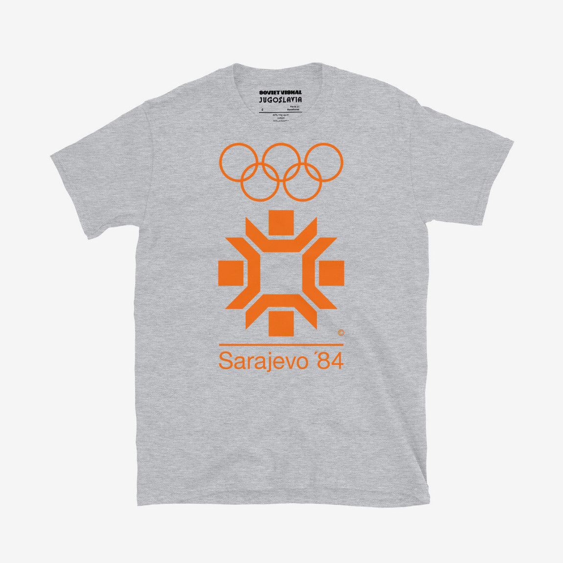 Sarajevo 1984 Winter Olympics T-shirt featuring the official Olympic logo.