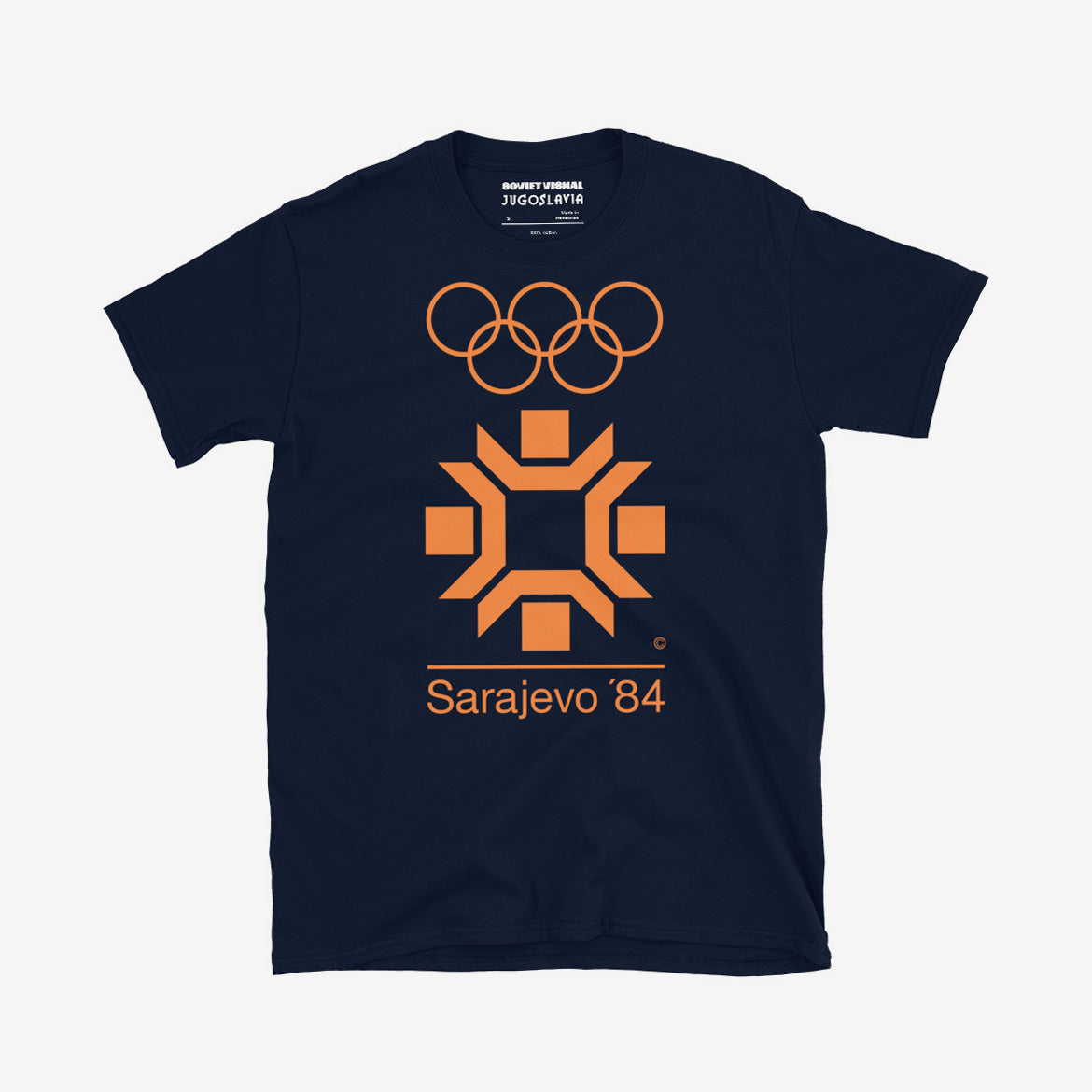 Sarajevo 1984 Winter Olympics T-shirt featuring the official Olympic logo.