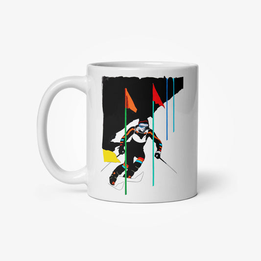 Mug with Milton Glaser’s Sarajevo Olympics skier artwork
