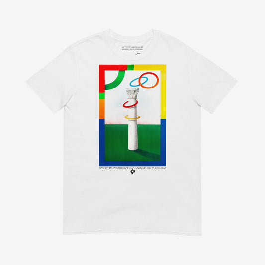Unisex T-shirt with Milton Glaser’s official Sarajevo 1984 Olympic artwork