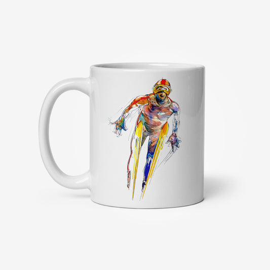 Mug with Sarajevo 1984 Olympic ski jumping artwork by Ismar Mujezinović