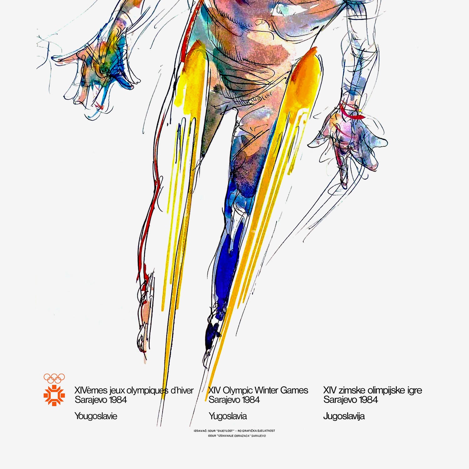 Ski Jumping Sarajevo 1984 Winter Olympics poster by Ismar Mujezinović in large format