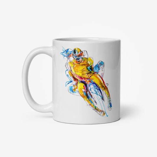 Mug with Sarajevo 1984 Olympic sledding artwork by Ismar Mujezinović
