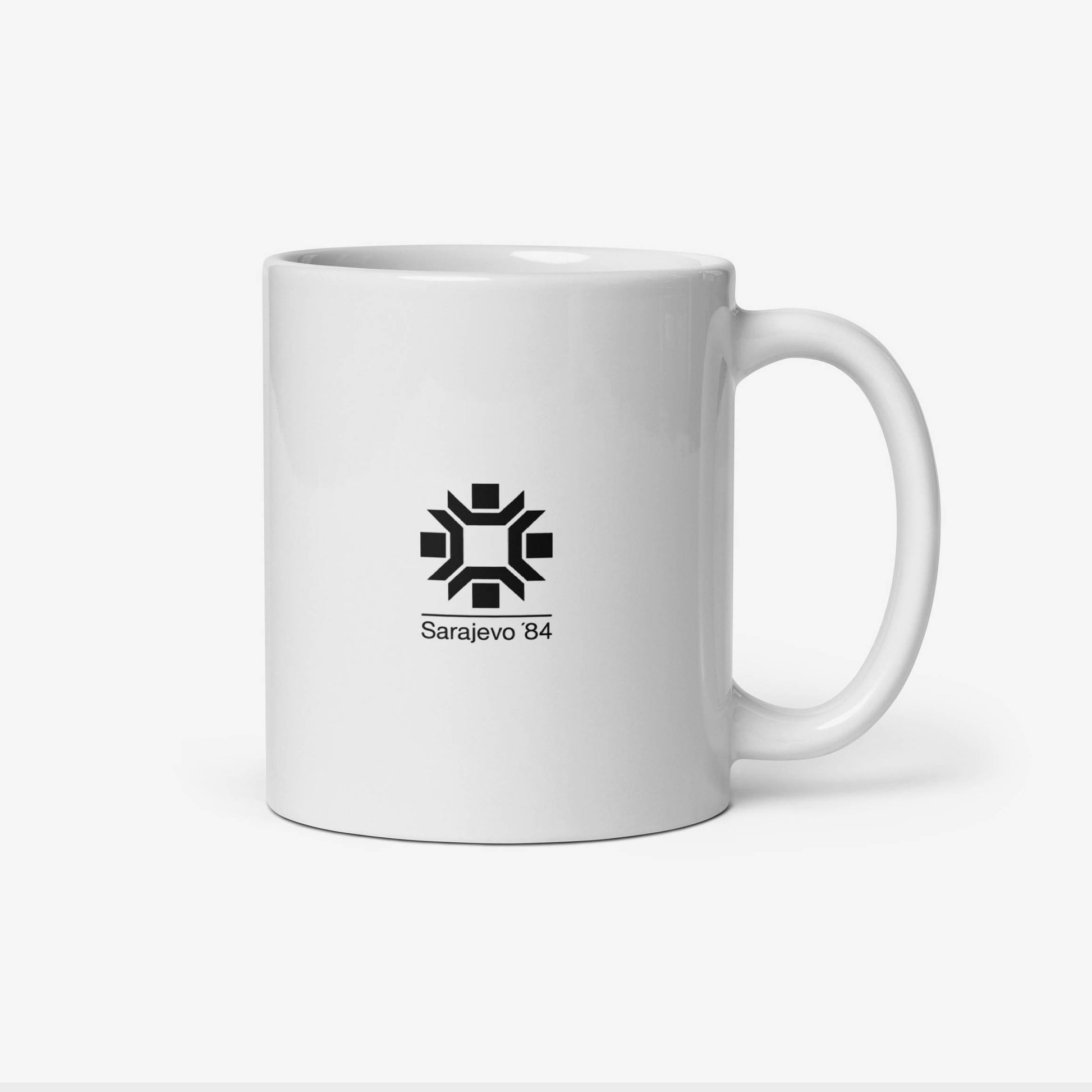 Mug with Sarajevo 1984 Olympic sledding artwork by Ismar Mujezinović