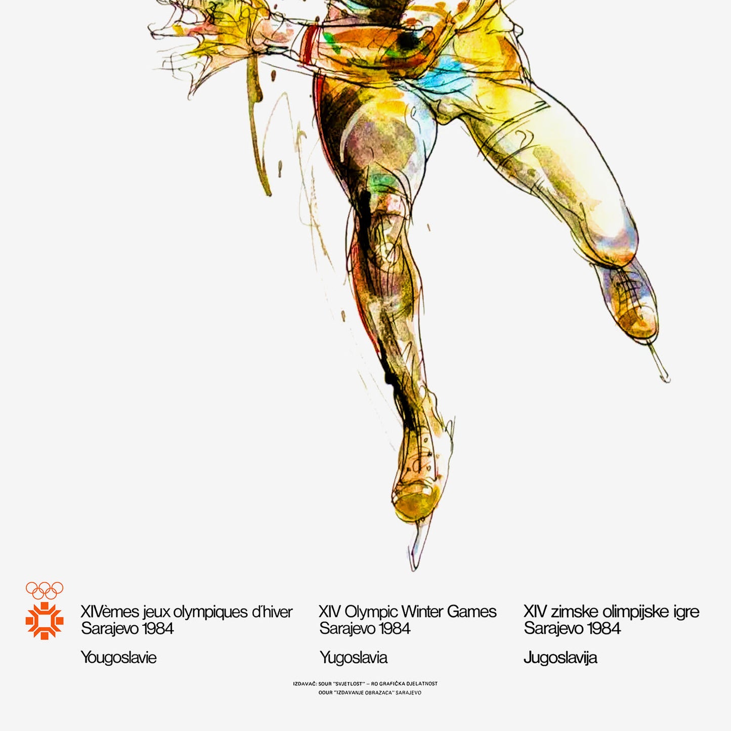 Large Speed Skating Sarajevo 1984 Winter Olympics poster by Ismar Mujezinović