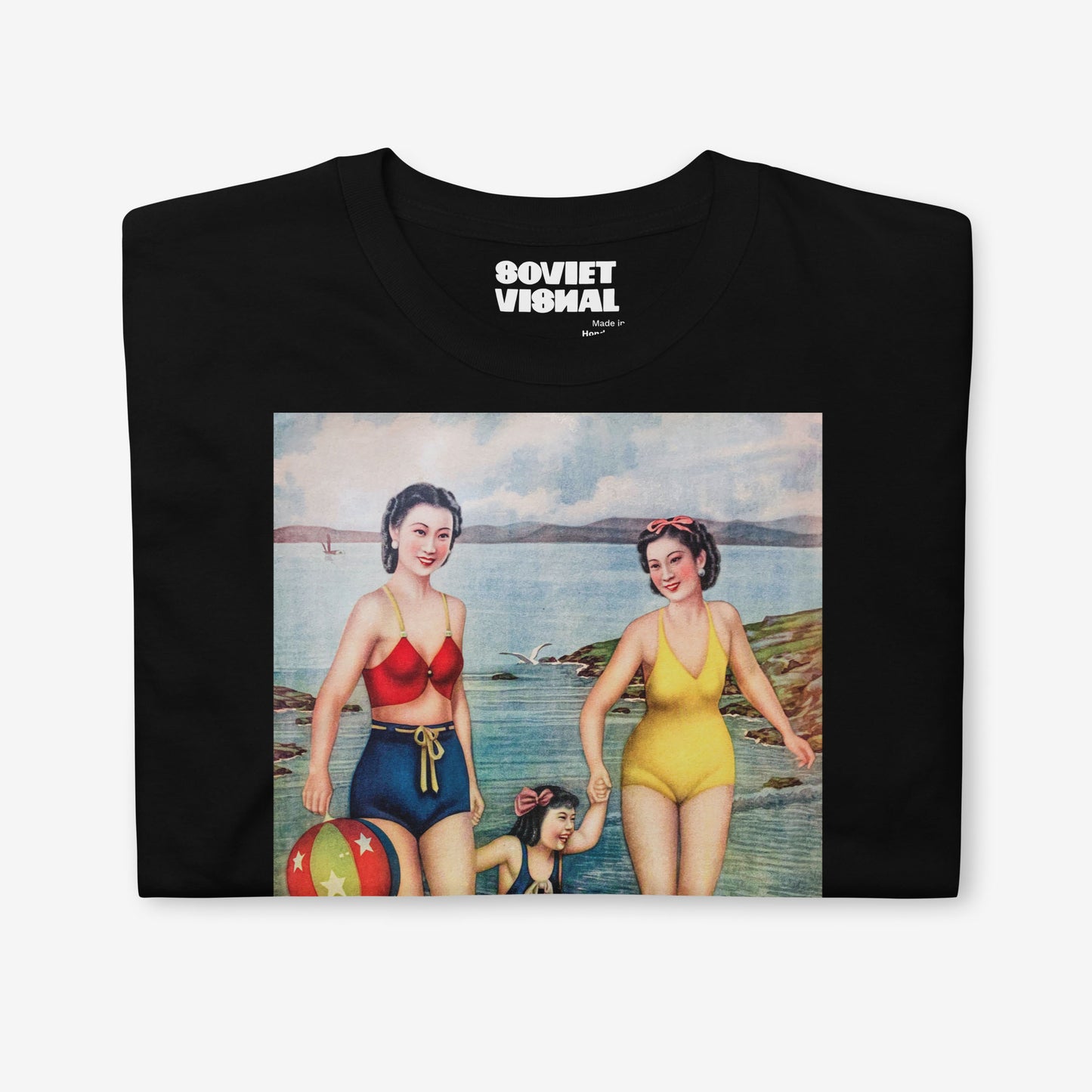 Sea Bath 1940s Shanghai Chinese poster shirt – vintage swimmers art print tee – socialist style