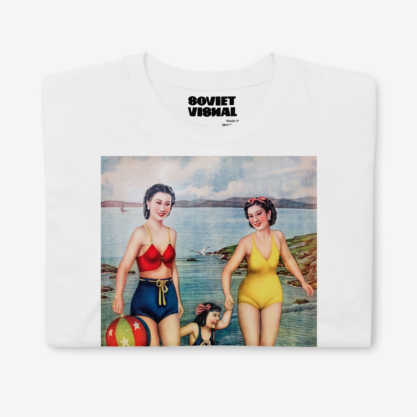 Sea Bath 1940s Shanghai Chinese poster shirt – vintage swimmers art print tee – socialist style