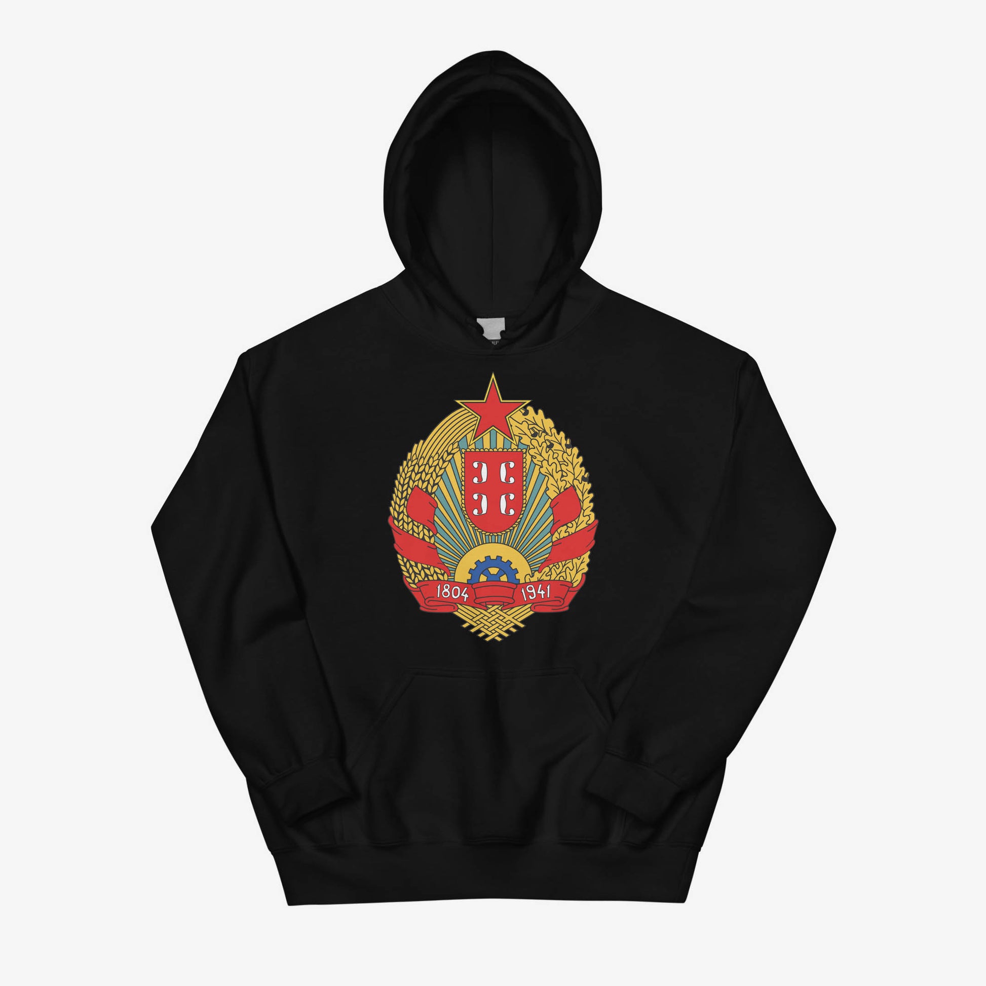 Serbia 1804–1941 Coat of Arms hoodie featuring the historic Serbian emblem.