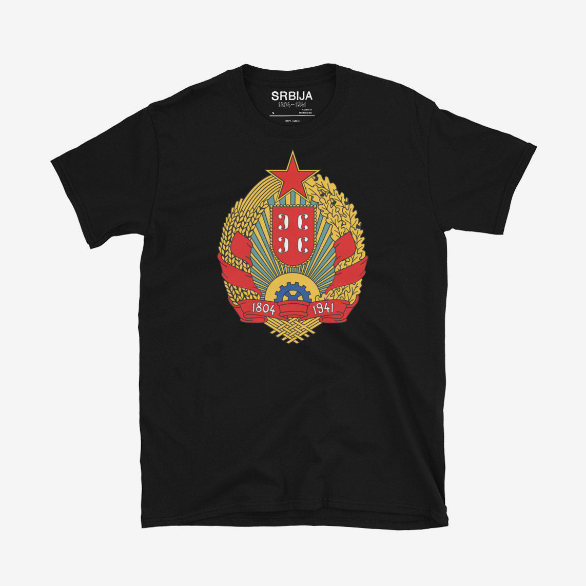 Serbia 1804–1941 Coat of Arms T-shirt featuring the historic Serbian emblem.