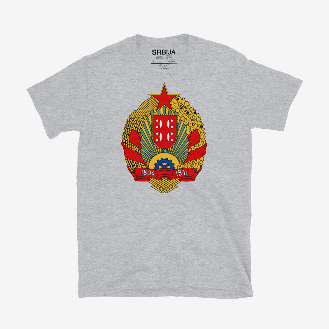 Serbia 1804–1941 Coat of Arms T-shirt featuring the historic Serbian emblem.