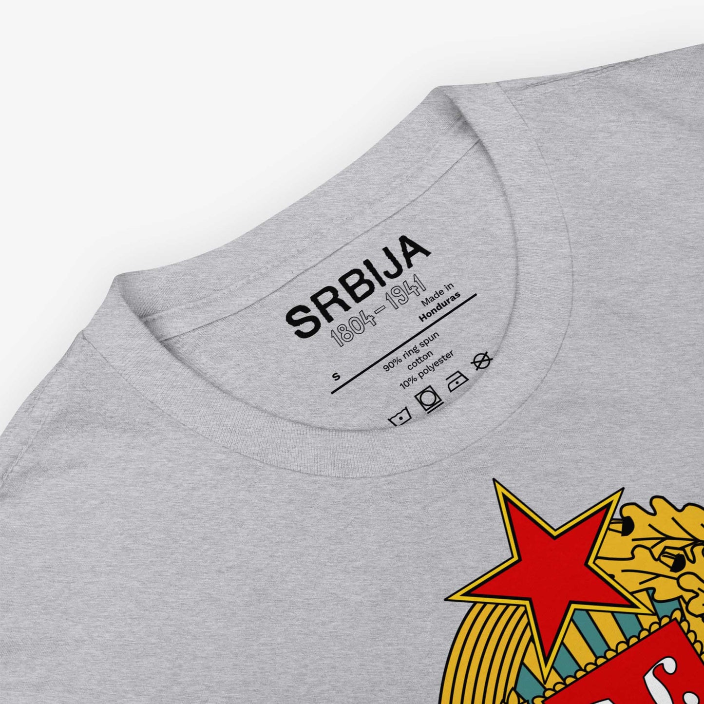 Serbia 1804–1941 Coat of Arms T-shirt featuring the historic Serbian emblem.
