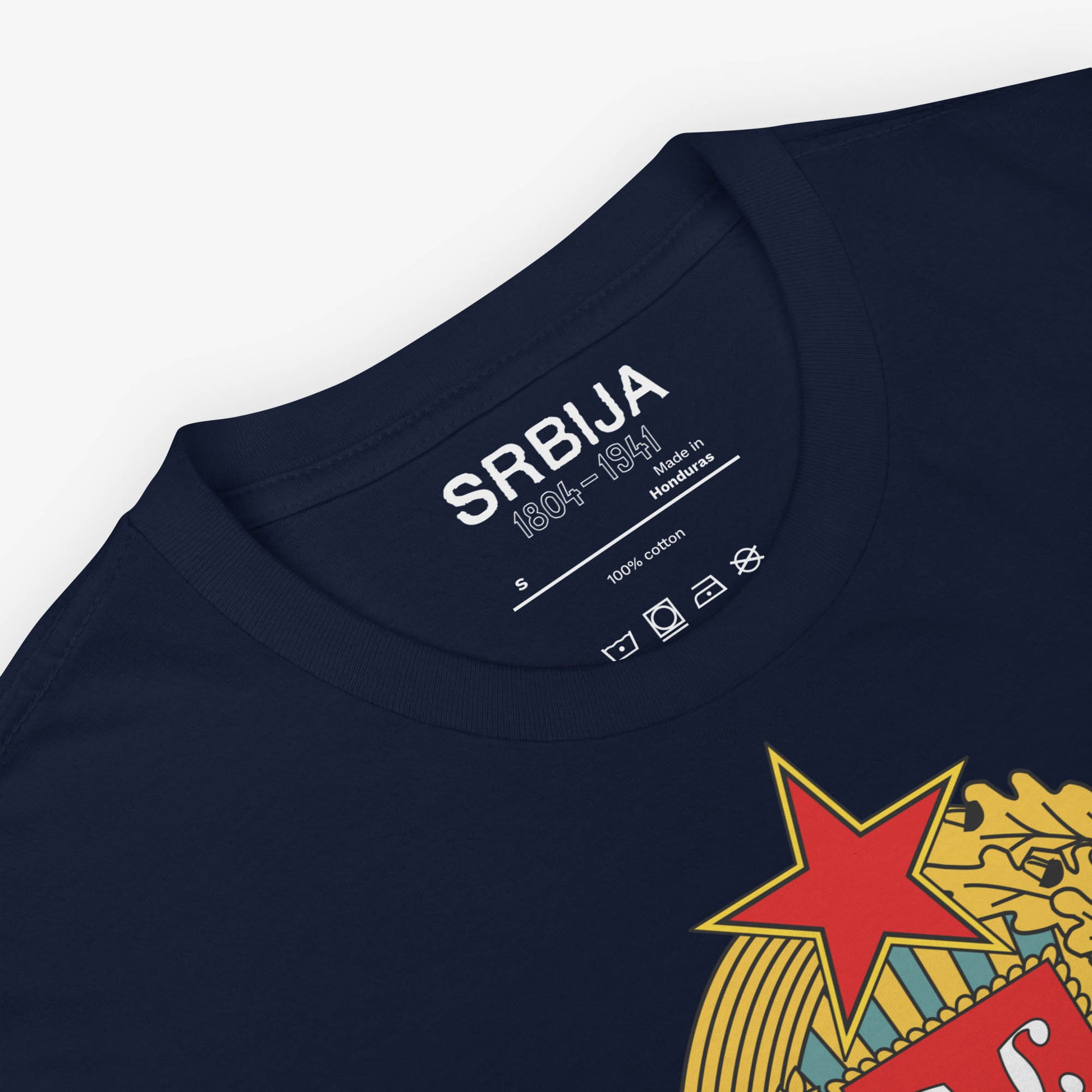 Serbia 1804–1941 Coat of Arms T-shirt featuring the historic Serbian emblem.