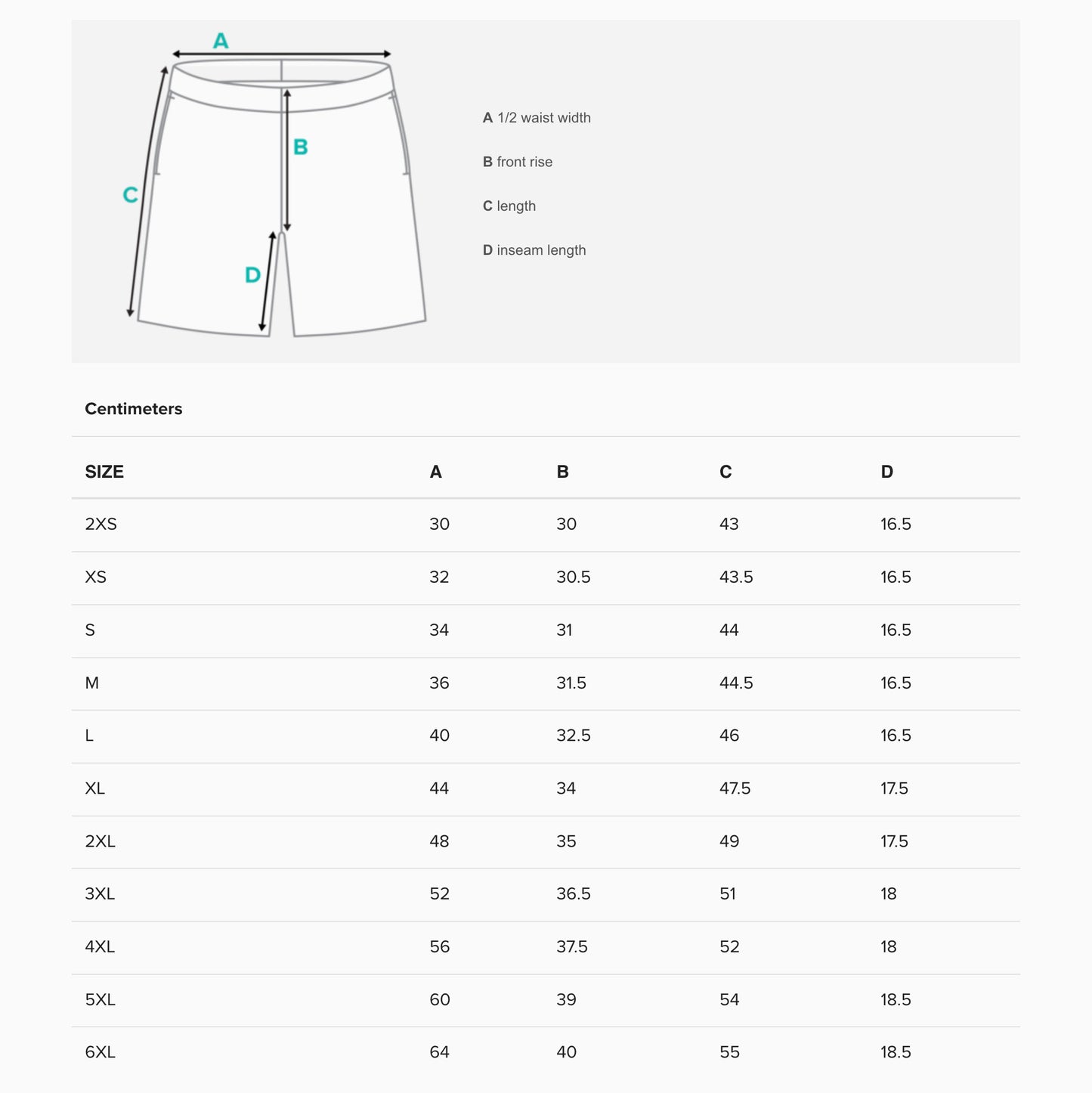 Swim trunks size guide. www.artsoviet.com