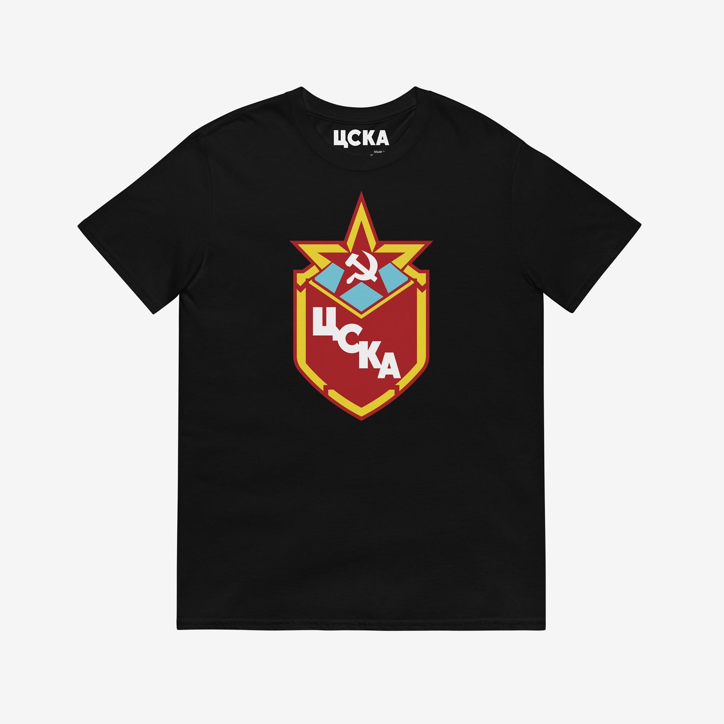 USSR National Hockey Team black unisex T-shirt featuring the vintage Soviet hockey logo. www.artsoviet.com