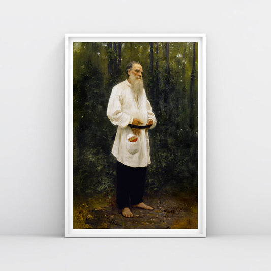 Shoeless Tolstoy in forest by Ilya Repin, large art print, from Russian Museum