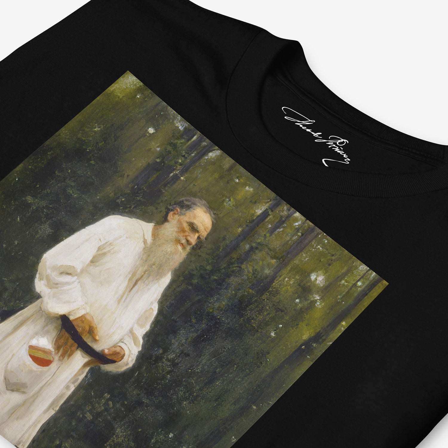 Barefoot Leo Tolstoy in forest by Ilya Repin Tee
