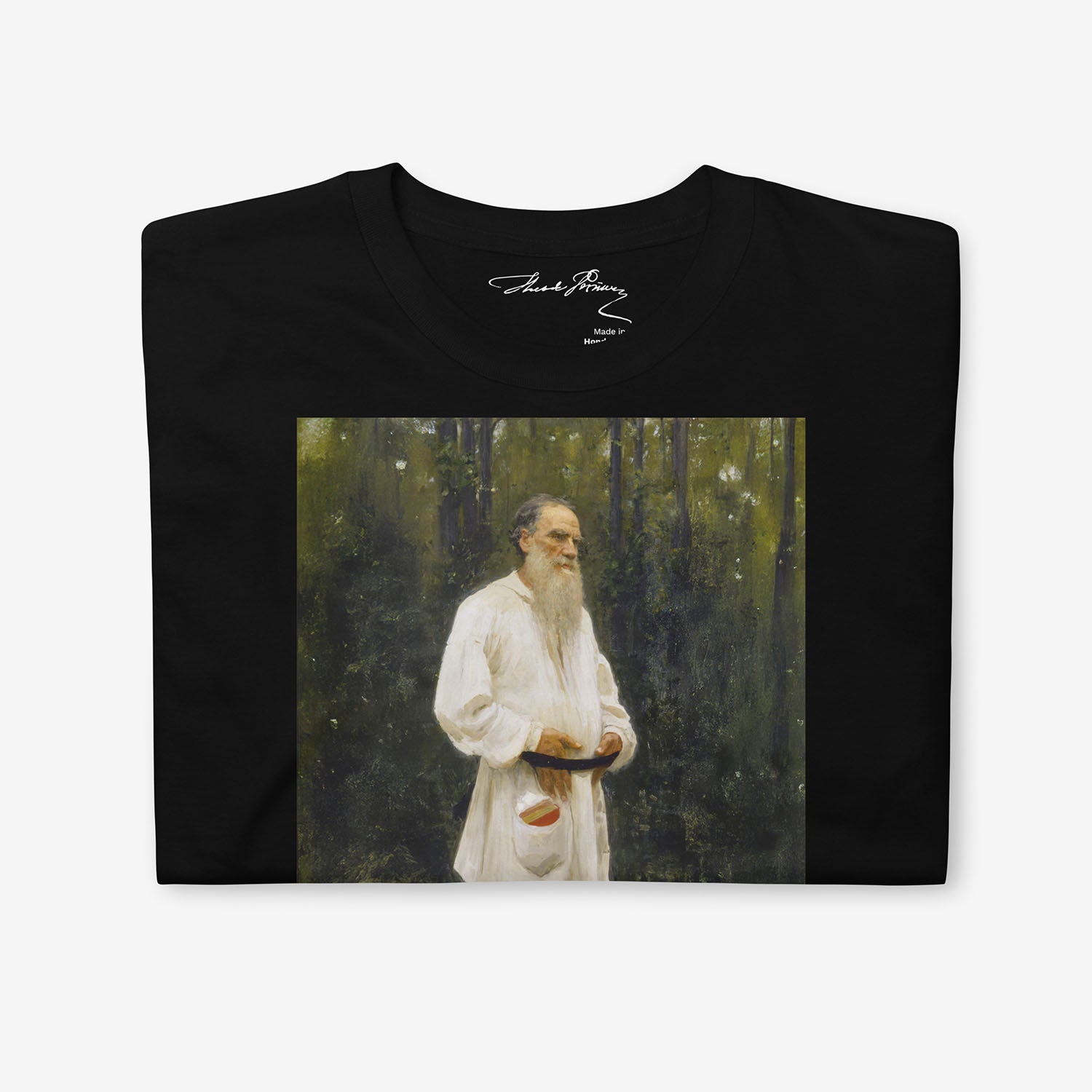 Barefoot Leo Tolstoy in forest by Ilya Repin Tee