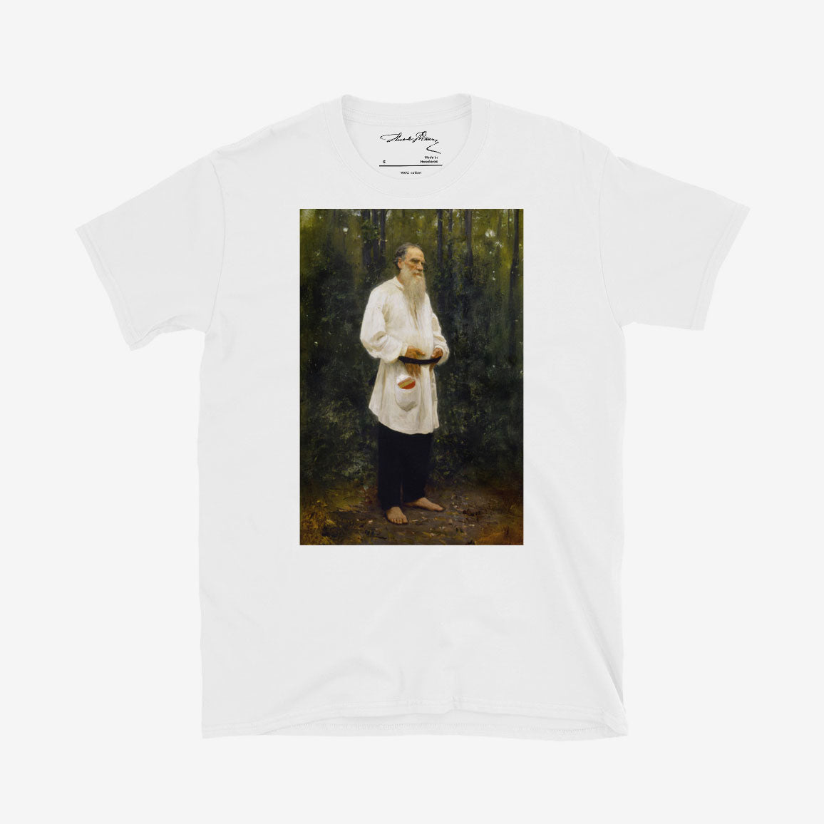 Barefoot Leo Tolstoy in forest by Ilya Repin Tee