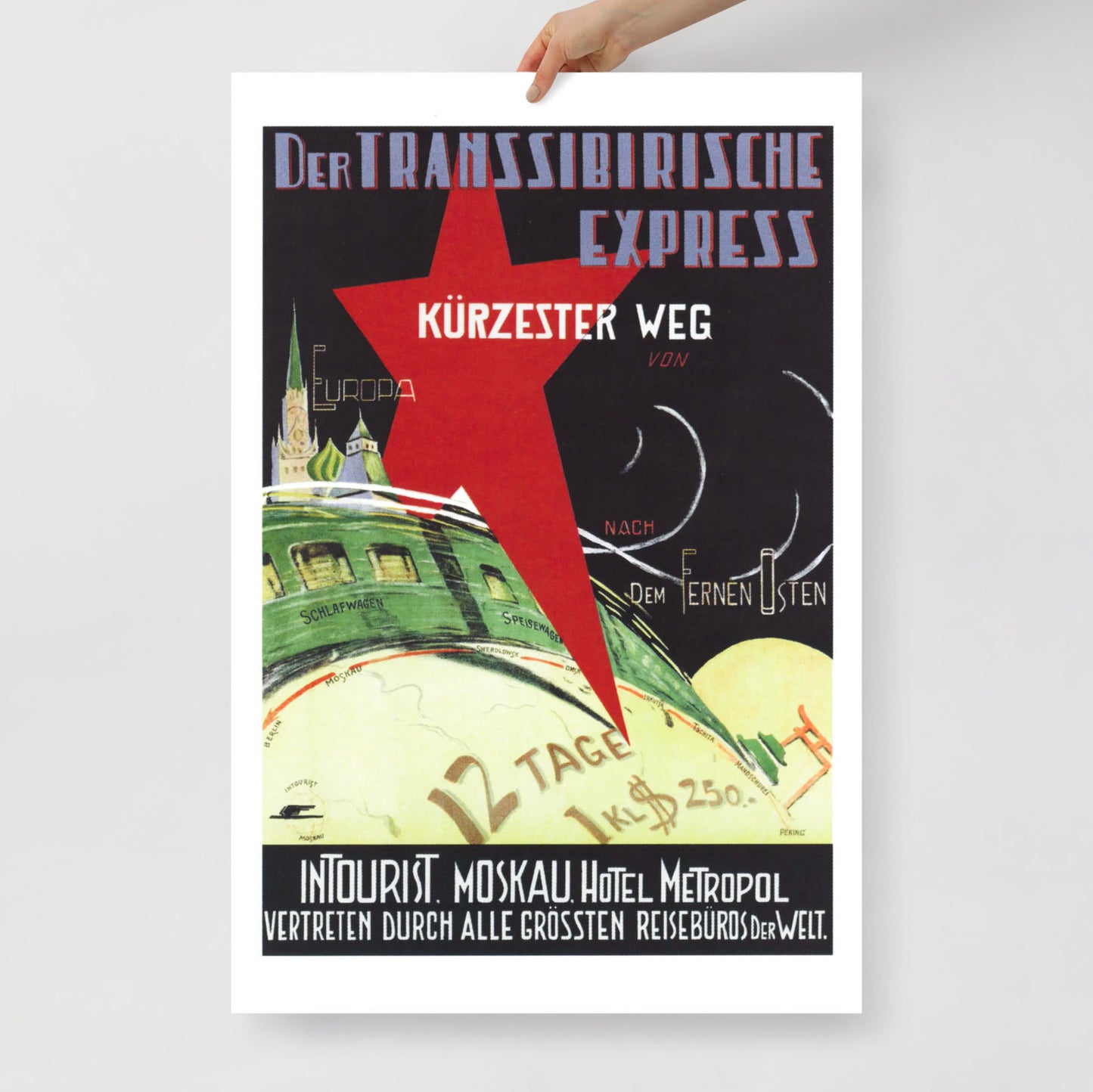 Vintage Soviet Trans-Siberian Express Poster - Rare USSR Railway Art