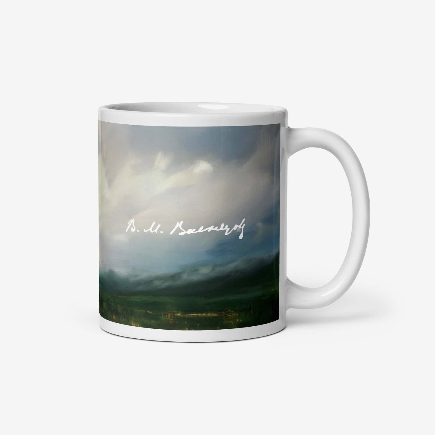 Vasnetsov Magic Carpet artwork printed in ultra-high resolution on a ceramic mug, featuring a fairytale scene with a flying carpet.