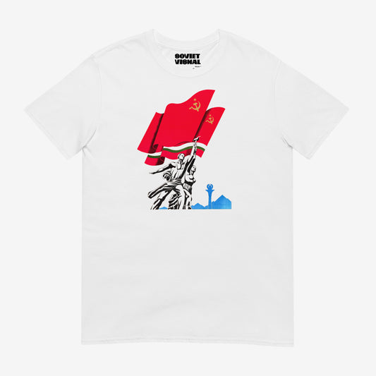Soviet Art T-Shirt - "The Worker and the Collective Farm Girl" - Bold USSR Design