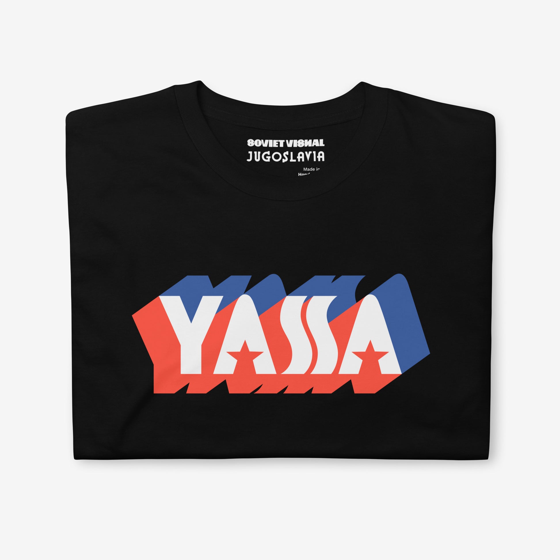 T-shirt featuring the vintage YASSA logo, the iconic Yugoslav sportswear brand.