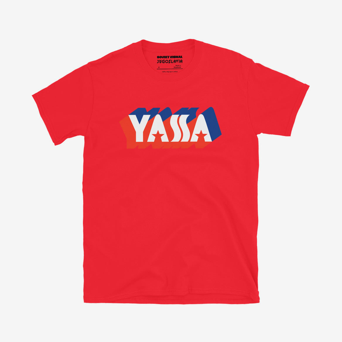 T-shirt featuring the vintage YASSA logo, the iconic Yugoslav sportswear brand.