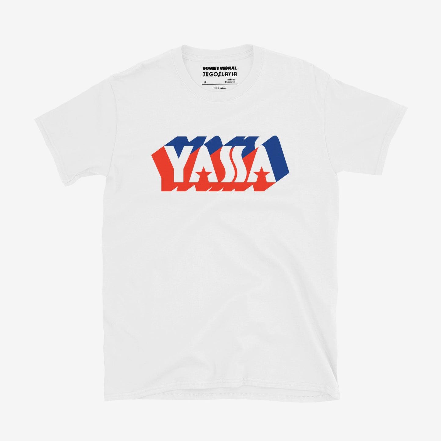 T-shirt featuring the vintage YASSA logo, the iconic Yugoslav sportswear brand.