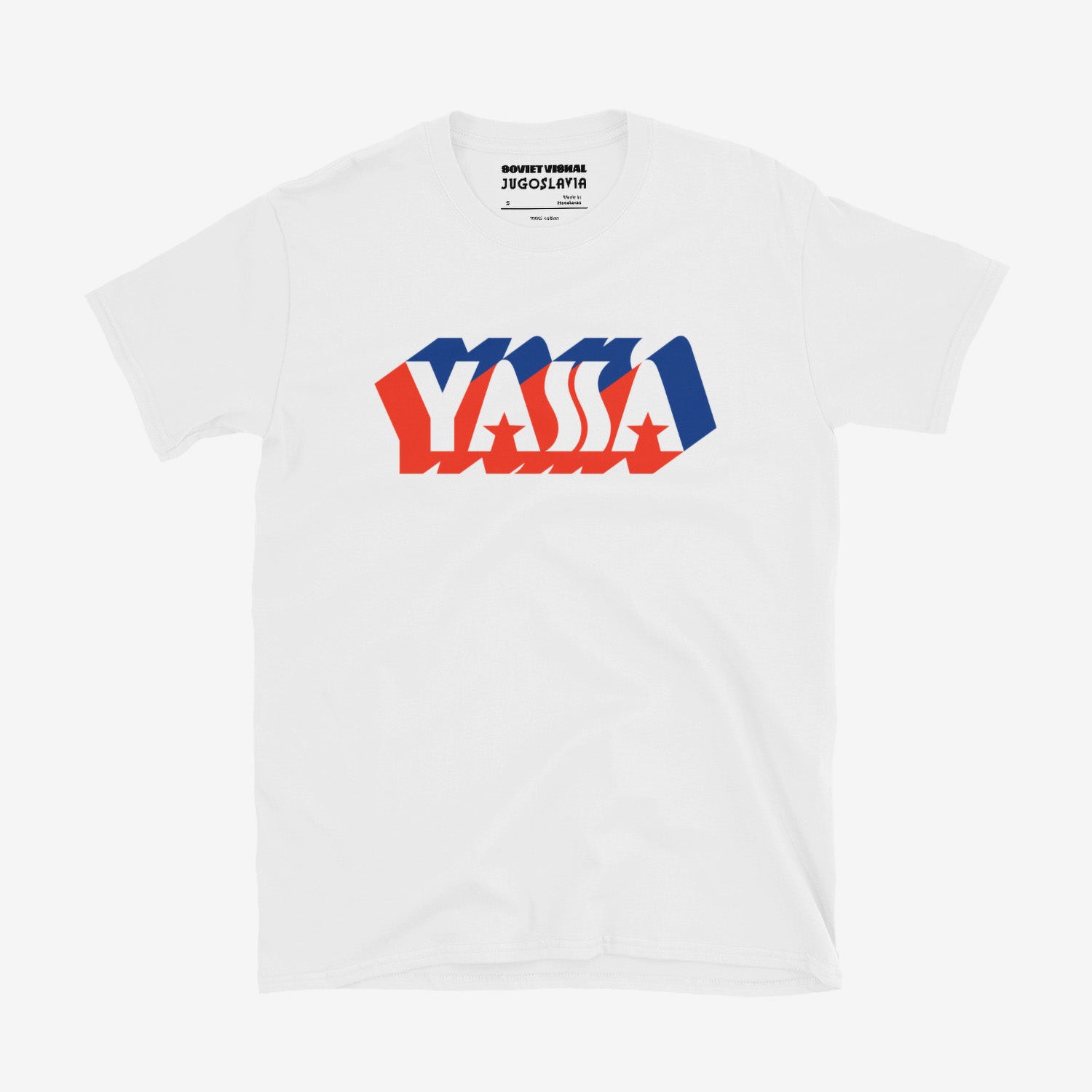 T-shirt featuring the vintage YASSA logo, the iconic Yugoslav sportswear brand.