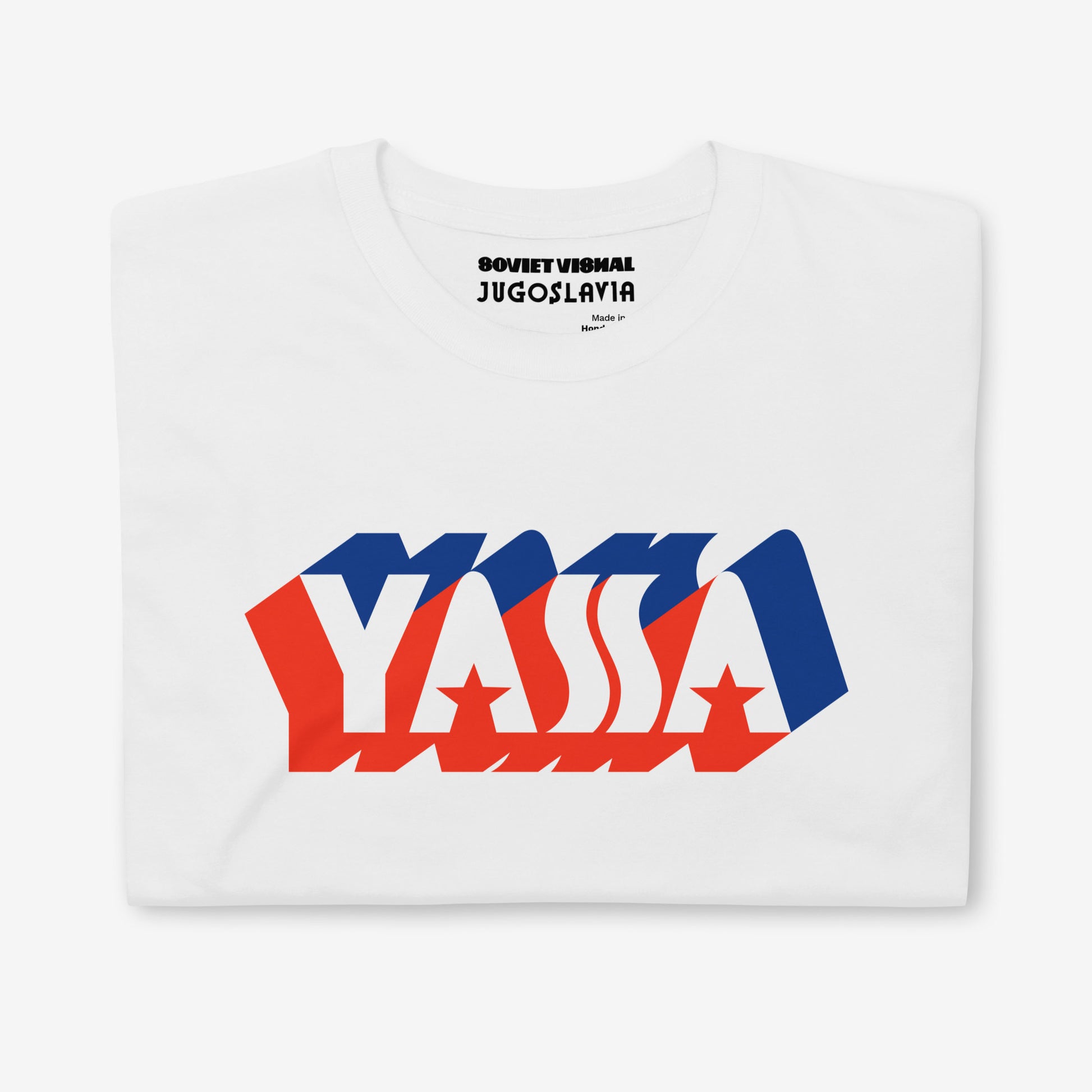 T-shirt featuring the vintage YASSA logo, the iconic Yugoslav sportswear brand.